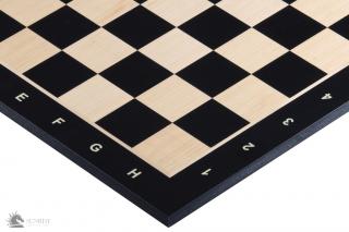 Deska szachowa nr 4 (z opisem) hebanizowana (intarsja) Szachownica drewniana z opisem czarna ple 40mm