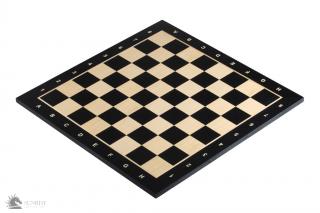 Deska szachowa nr 4+ (z opisem) hebanizowana (intarsja) Szachownica drewniana z opisem czarna pole 45mm