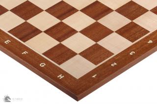 Deska szachowa nr 4+ (z opisem) mahoń/jawor (intarsja) Szachownica drewniana mahoń pole 45mm
