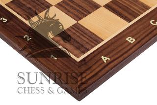 Deska szachowa nr 4+ (z opisem) orzech/klon (intarsja) Szachownica drewniana orzech pole 40mm