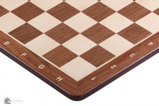 Deska szachowa nr 4 (z opisem) paduk/klon (intarsja) - okrągłe rogi Szachownica drewniana z opisem paduk pole 40mm