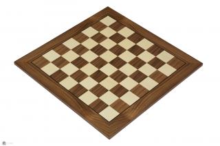 Deska szachowa nr 5+ z czarną ramką (bez opisu) orzech/klon (intarsja) - Ekskluzywna Szachownica drewniana bez opisu z czarną ramką - orzech, pole 55mm