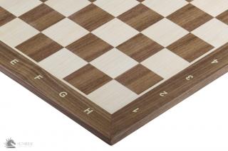 Deska szachowa nr 6 (z opisem) orzech/klon (intarsja) Szachownica drewniana z opisem orzech pole 58mm