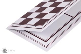 Dwustronna plastikowa deska: szachy + młynek, (32,5x32,5cm),składana, biało - brązowa Składana plastikowa szachownica - dwustronna: szachy + młynek, pola biało-brązowe, pole 35mm