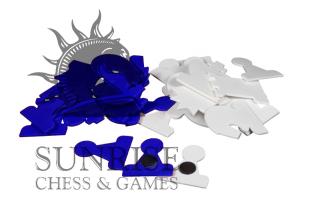 Figury magnetyczne do szachów demonstracyjnych, białe/niebieskie (król 75 mm) Figury magnetyczne do szachów demonstracyjnych (król 75 mm) w kolorach białym i niebieskim