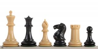 Figury szachowe Exclusive Staunton nr 6, kremowe/czarne, dociążane metalem (król 95 mm) Obciążane plastikowe figury szachowe w rozmiarze 6 o wysokości Króla 95mm