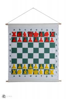 SZACHY DEMONSTRACYJNE ZWIJANE - MAGNETYCZNE (szachownica + figury + torba) Szachownica demonstracyjna rolowana magnetyczna z figurami, w komplecie z torbą