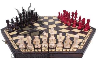 Szachy dla trójki graczy - duże (54x47cm) Szachy dla trzech osób - Duży komplet
