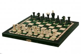 SZACHY KRÓLEWSKIE ŚREDNIE (35x35cm) kolor zielony Chess set/szachy drewn.