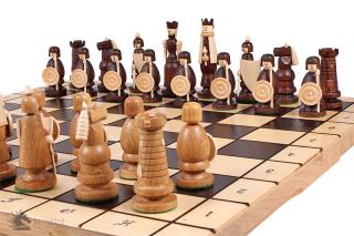 SZACHY MAGNAT DUŻE (55x55cm) Duże szachy drewniane MAGNAT rzeźbione w 3 gatunkach drewna