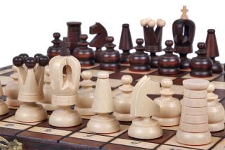 SZACHY ROYAL MAXI (31x31cm) Rzeźbione szachy drewniane ROYAL MAXI - szachownica z wkładką na figury