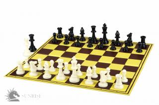 Szkolny zestaw szachowy (figury plastikowe + szachownica tekturowa składana)
