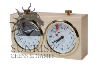 Zegar drewniany BHB bez podstawki - duży jasny Duży zegar szachowy mechaniczny w obudowie drewnianej bez podstawki w kolorze jasnym