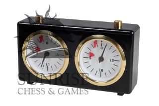 Zegar plastikowy BLITZ - mały, czarny Zegar szachowy mechaniczny do gry błyskawicznej w obudowie plastikowej, kolor czarny