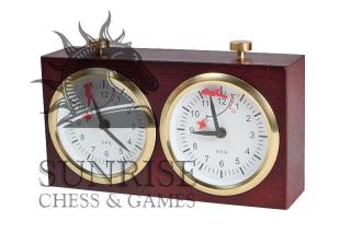 Zegar  szachowy drewniany BHB bez podstawki - duży ciemny Duży zegar szachowy mechaniczny w obudowie drewnianej bez podstawki w kolorze ciemnym