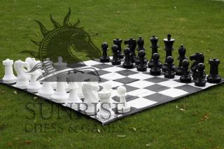Zestaw do szachów plenerowych / ogrodowych (król 40 cm) - figury + szachownica nylonowa Szachy obrodowe (król 40 cm