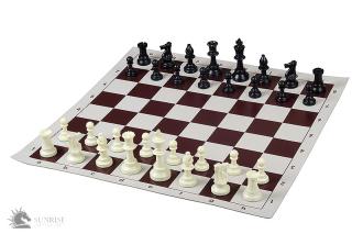 Zestaw szachowy Klubowy Brązowy w torbie (figury + szachownica zwijana + torba)