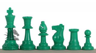 Zielone bierki szachowe nr 6 Figury plastikowe w stylistyce French o wysokości Króla 95mm w kolorze zielonym