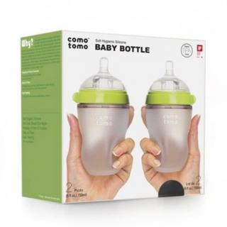 2 Antykolkowe butelki silikonowe MOM'S BREAST 250 ml Green Baby 2 pack | COMOTOMO