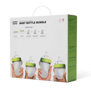 4 Antykolkowe butelki silikonowe MOM'S BREAST Green BUNDLE | COMOTOMO