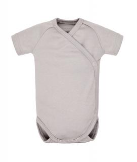 Body niemowlęce z krótkim rękawem Organic Cotton - Jasny Szary | Poofi