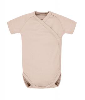 Body niemowlęce z krótkim rękawem Organic Cotton - Latte | Poofi