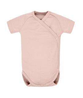 Body niemowlęce z krótkim rękawem Organic Cotton - Pudrowy | Poofi