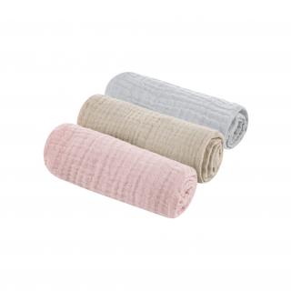 Muślinowe Chusteczki Bawełniane - Grey/Sand/Rose 3pk | Sleepee