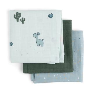 Pieluszki muślinowe organic GOTS - Lalee Blue 3szt | Done by Deer