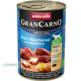 Animonda GranCarno ADULT ORIGINAL - puszka dla dorosłych psów; Wołowina i wędzony węgorz z ziemniakami Beef + smoked eel with potatoes