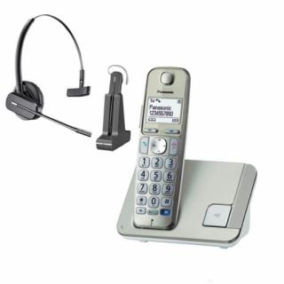 Telefon bezprzewodowy z słuchawką call center Panasonic KX-TGE210 + Plantronics C565 (idealny zestaw na recepcję)