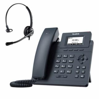 Telefon VoIP z słuchawką call center Yealink T30P + Platora Pro-M