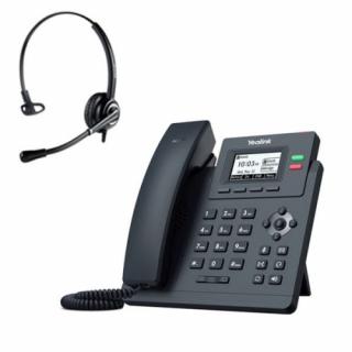 Telefon VoIP z słuchawką call center Yealink T31 + Platora Pro-M