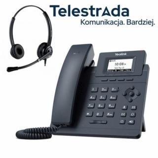TELESTRADA Telefon VoIP z słuchawką call center Yealink T30 + Platora Pro-D