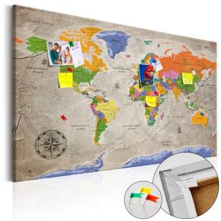 Obraz na korku - Mapa świata: Styl retro [Mapa korkowa]