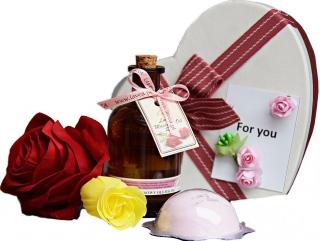 Zestaw kosmetyków walentynkowy róża masaż serce Zestaw prezentowy dla ukochanej