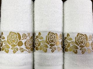 Zestaw ręczników ze złotym dekorem Komplet trzech ręczników 50/90