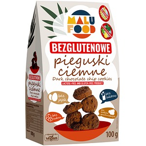 Ciastka pieguski ciemne bez cukru bezglutenowe 100g MALU FOOD