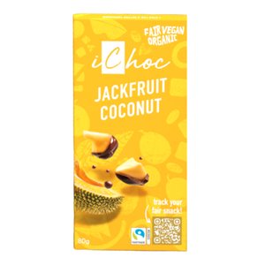 iChoc czekolada z jackfruit, kokosem i chrupiącymi granulkami cytrusów 80g