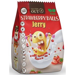 Kulki zbożowe truskawkowe 357g Jerry Gluten Out
