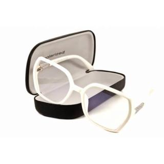 Damskie białe okulary zerówki PolarZONE 972k-5 + Etui PolarZONE 972k-5
