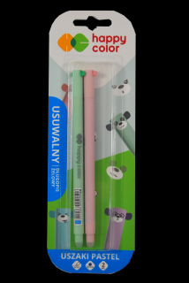 Długopis wymazywalny Happy Color "USZAKI PASTEL" 2 szt