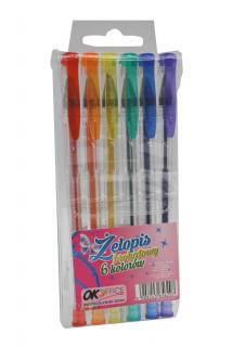 Długopis żelowy brokatowy  6 kolorów