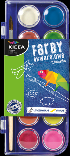 Farby akwarelowe Kidea 12 kolorów FA12KKA