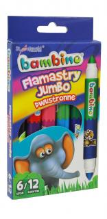 Flamastry jumbo dwustronne Bambino 12 kolorów