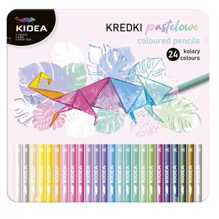 Kredki ołówkowe 24 pastelowe kolory w metalowym pudełku Kidea