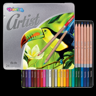 Kredki ołówkowe ARTIST 24 kolory w metalowym pudełku Colorino