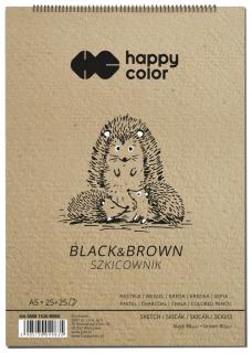 Szkicownik na spirali Happy Color BlackBrown A5 50 arkuszy 80g