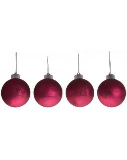 Bombka 12 szt. marsala LED Bordowy