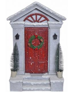 Dekoracja drzwi świąteczne z choinkami Szary